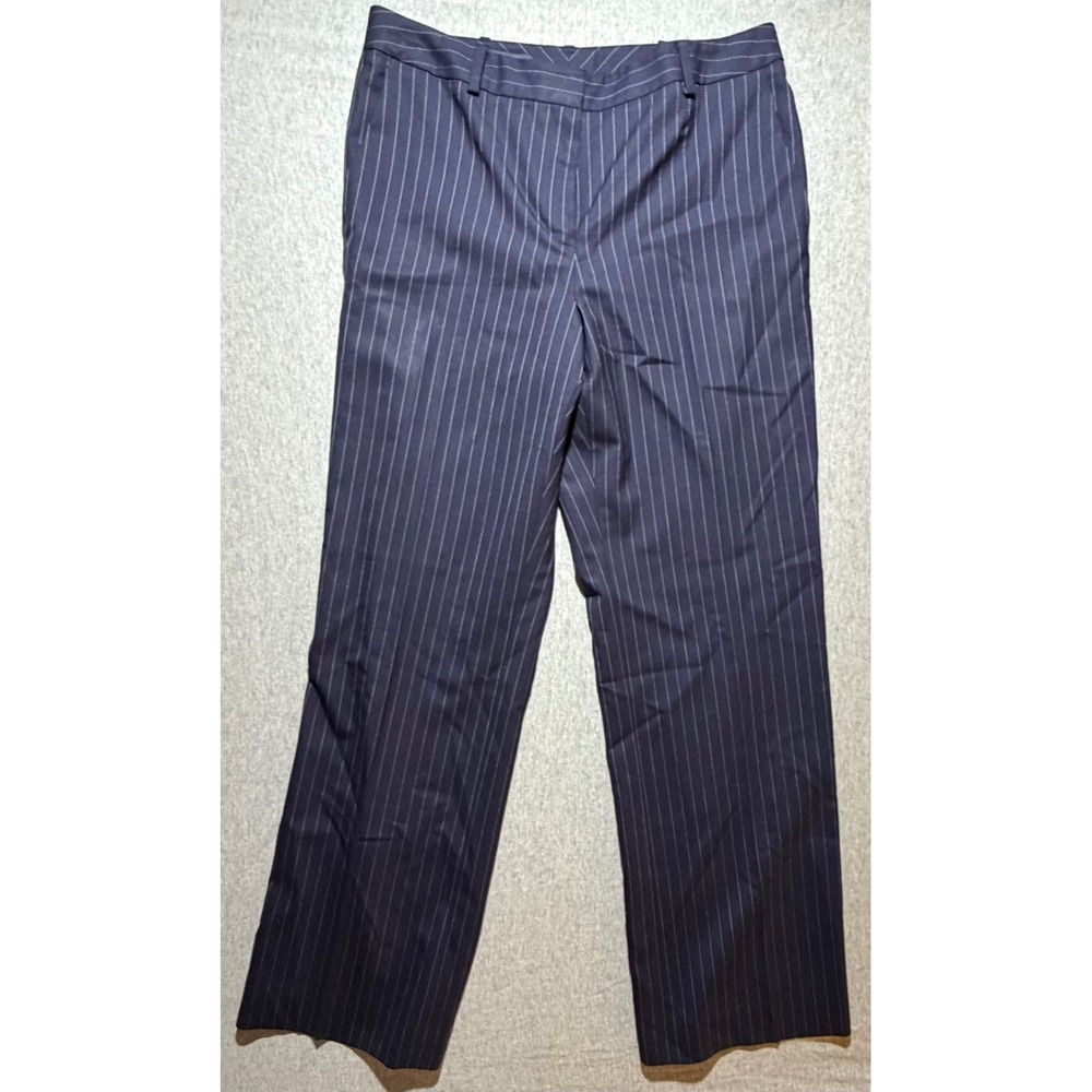 Brooks Brothers 346 Caroline Fit Navy Blue Pinstripe 100% Wool Trousers Pants 10